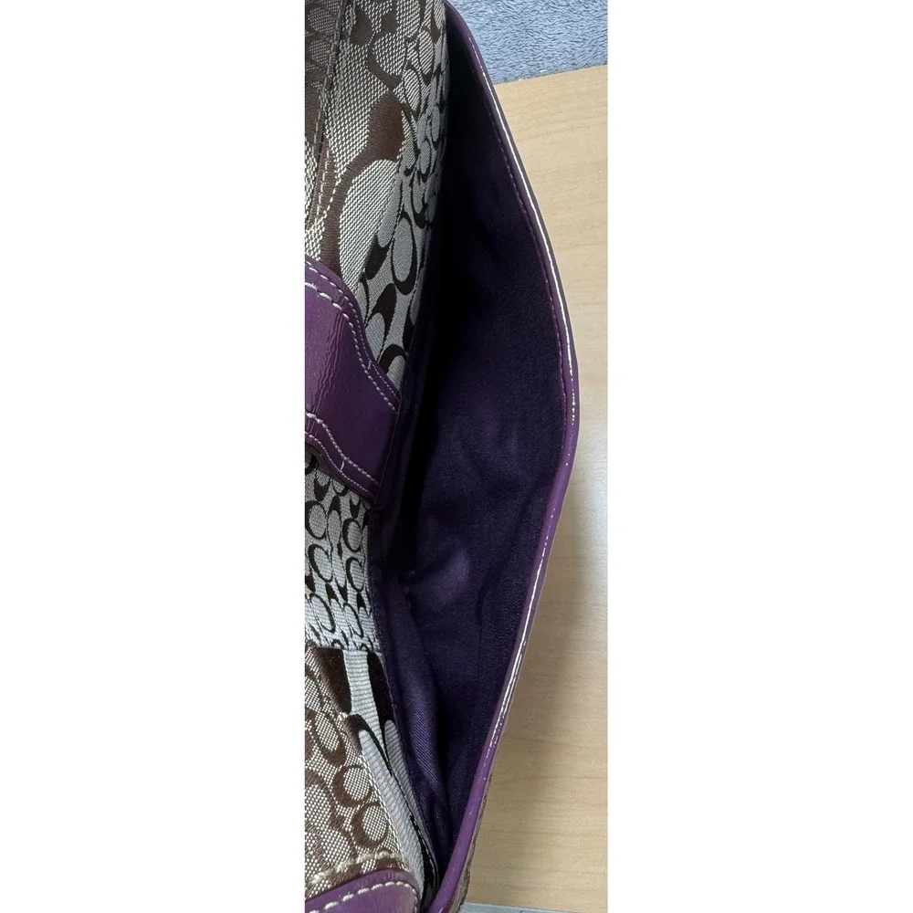 Coach Patchwork Soho Shoulder Bag Women Small Brown Purple Signature F12316